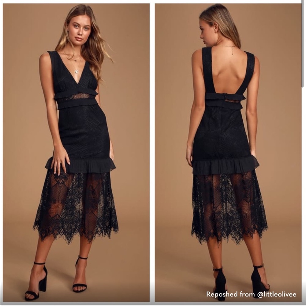 Lulus sweet feelings black lace dress